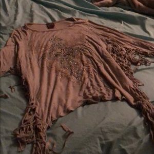 Tan shirt with tassel